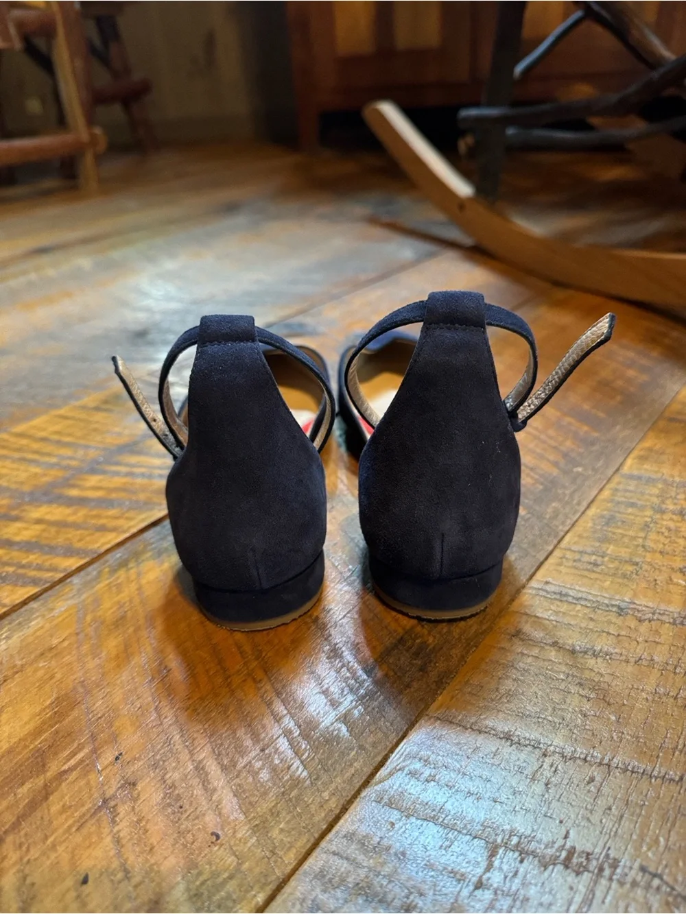 Boden navy blue suede ankle strap pointed toe flats Size 42 = 10.5 - Picture 8 of 14